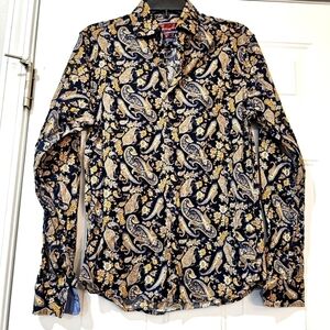 CONSEQUENCE Slim fit size small men Paisley shirt.
